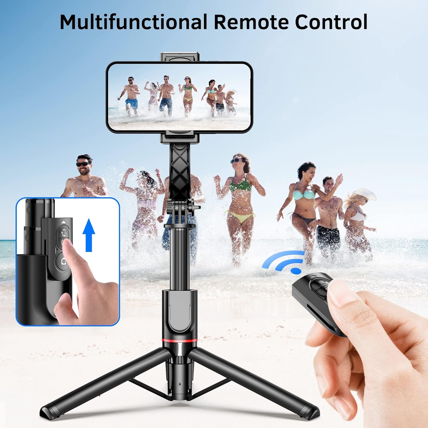 Smartphone Gimbal Stabilizer with Remote, Aluminum Extendable Selfie Stick Tripod, 360° Automatic Rotation - Image 4