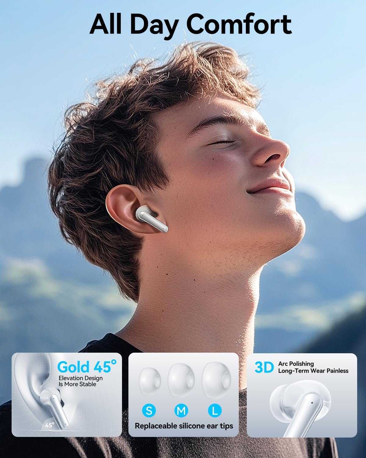 Wireless Earbuds, Bluetooth Ear Buds Headphones with LED Charging Case, Deep Bass Stereo Sound, 40 Hours Playtime, IP7, Lightweight in-Ear Earphones for iPhone Android Sports Workout - Image 2