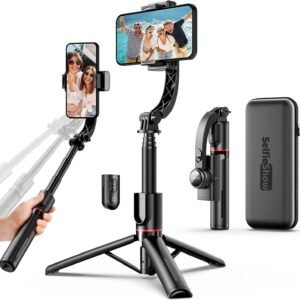 Smartphone Gimbal Stabilizer with Remote, Aluminum Extendable Selfie Stick Tripod, 360° Automatic Rotation